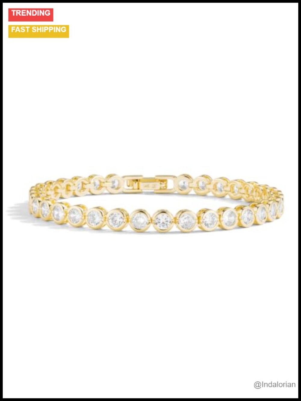 14K Gold Filled Tennis Bracelet 3.5MM Bezel Cubic Zirconia Gold Bracelet
